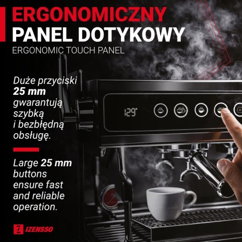 Ekspres kolbowy Izensso ARMOR Black z automatycznym czyszczeniem