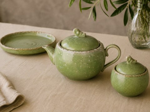 Zielony dzbanek porcelanowy Edenic 500 ml z pokrywką