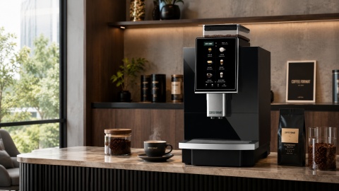 Coffee Format ATLAS W2L Black - automatyczny ekspres do 100 filiżanek dziennie z jednoczesnym podawaniem kawy i mleka.