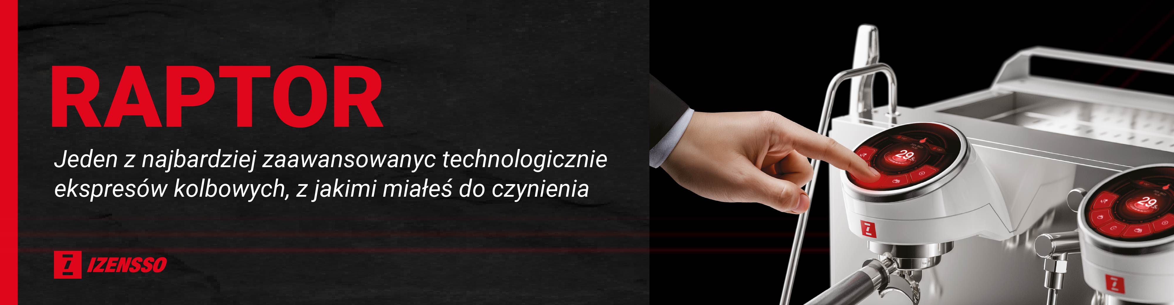 Ekspres kolbowy Izensso Raptor Black 3GR z trzema grupami zaparzającymi i ekranami dotykowymi