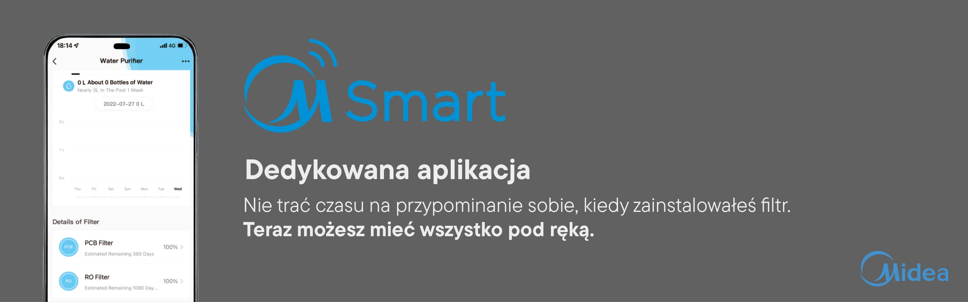 Nowoczesny filtr odwróconej osmozy Midea CWRC800-A108 sterowany WiFi