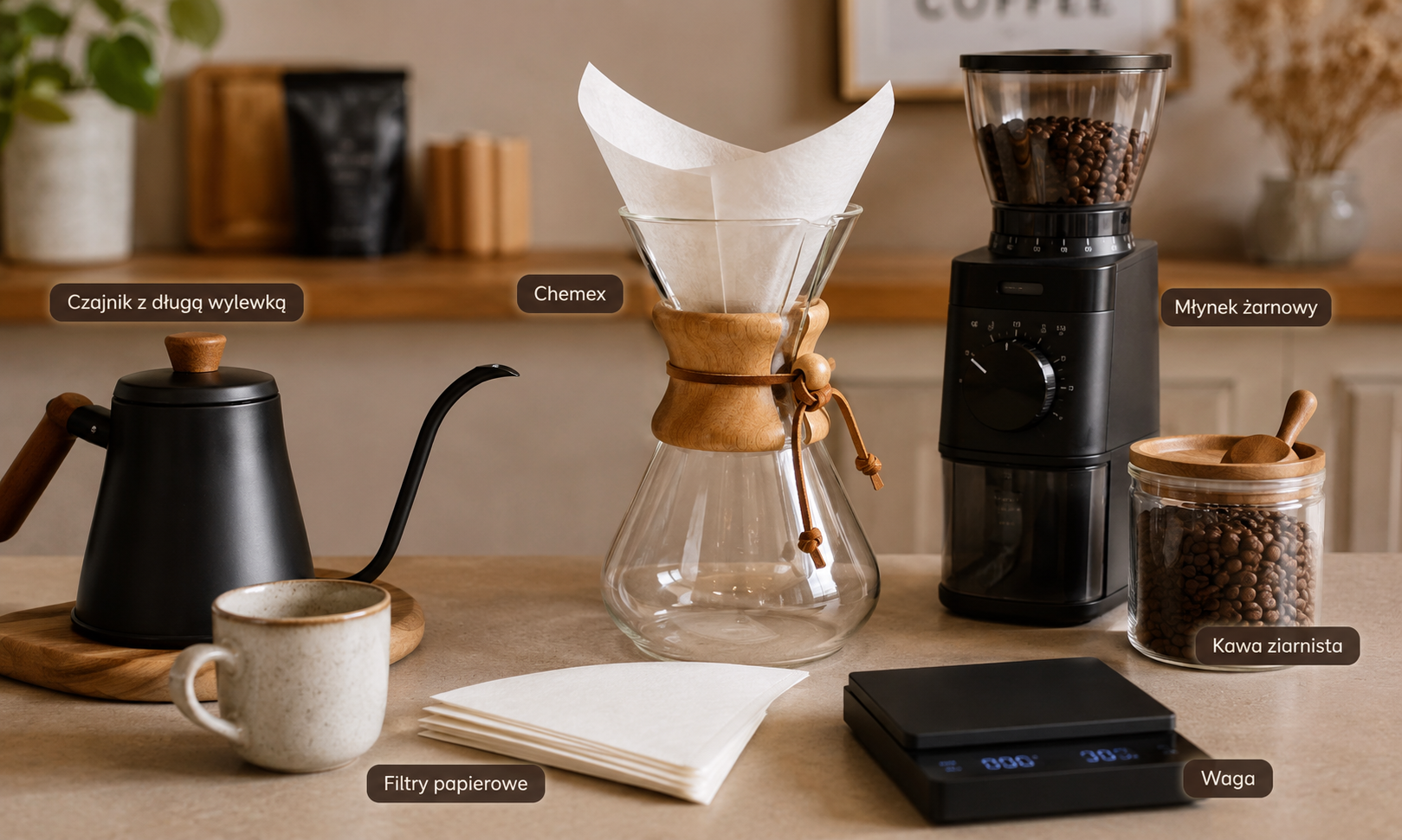 Akcesoria do parzenia kawy w Chemex