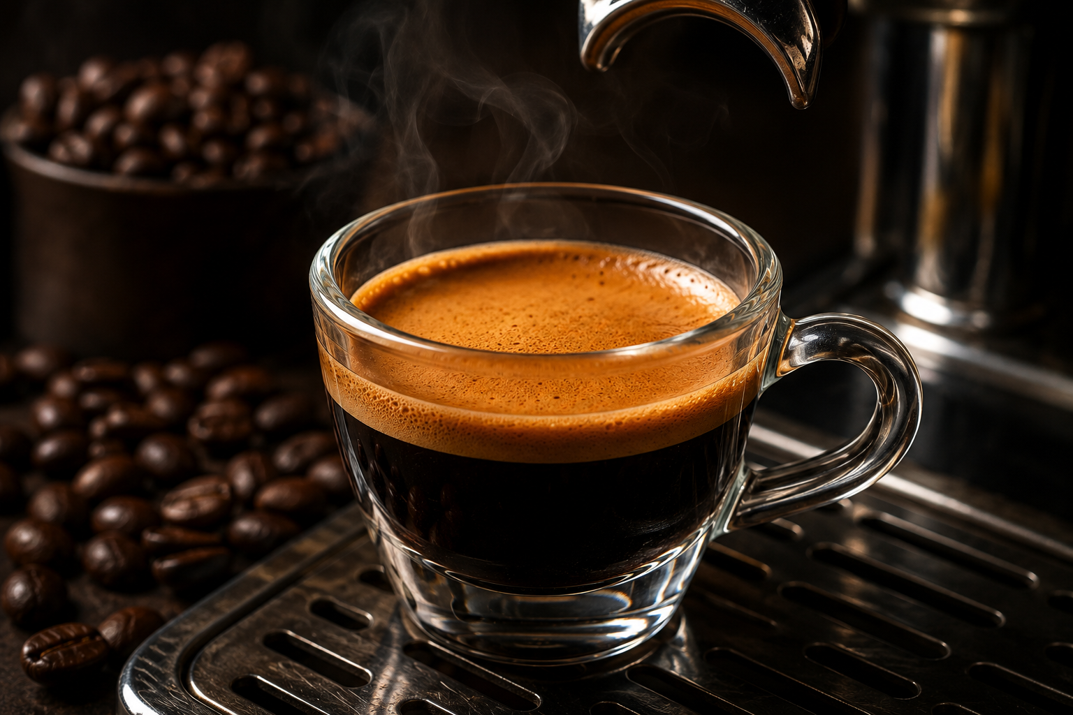 Espresso z ciemno palonej kawy z grubą cremą