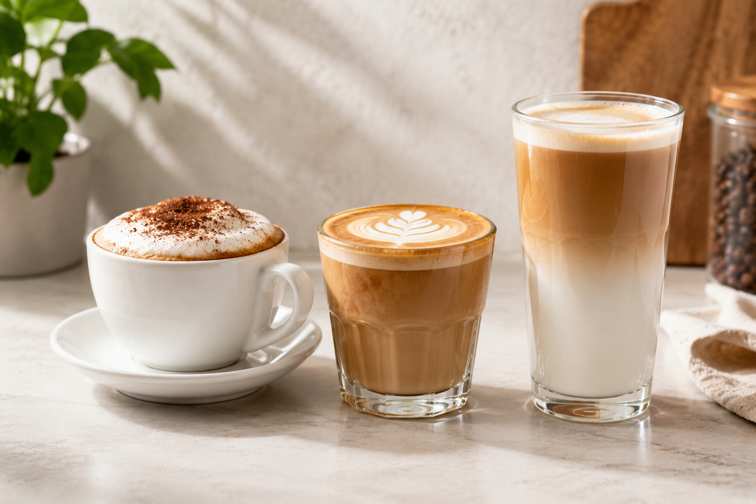 Cappuccino, flat white i latte &mdash; por&oacute;wnanie ilości mleka i kaloryczności popularnych kaw mlecznych