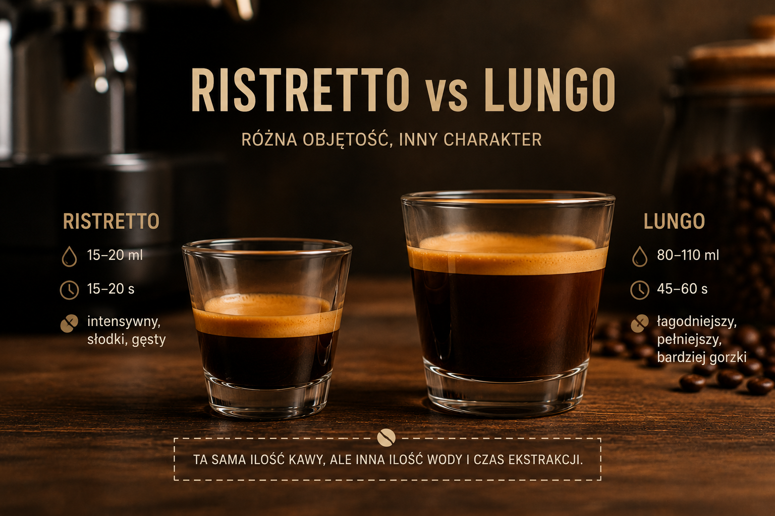 Por&oacute;wnanie ristretto i lungo &ndash; r&oacute;żna objętość oraz charakter ekstrakcji kawy